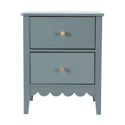 Green Bedside Table 2 Drawers 40x30x50cm