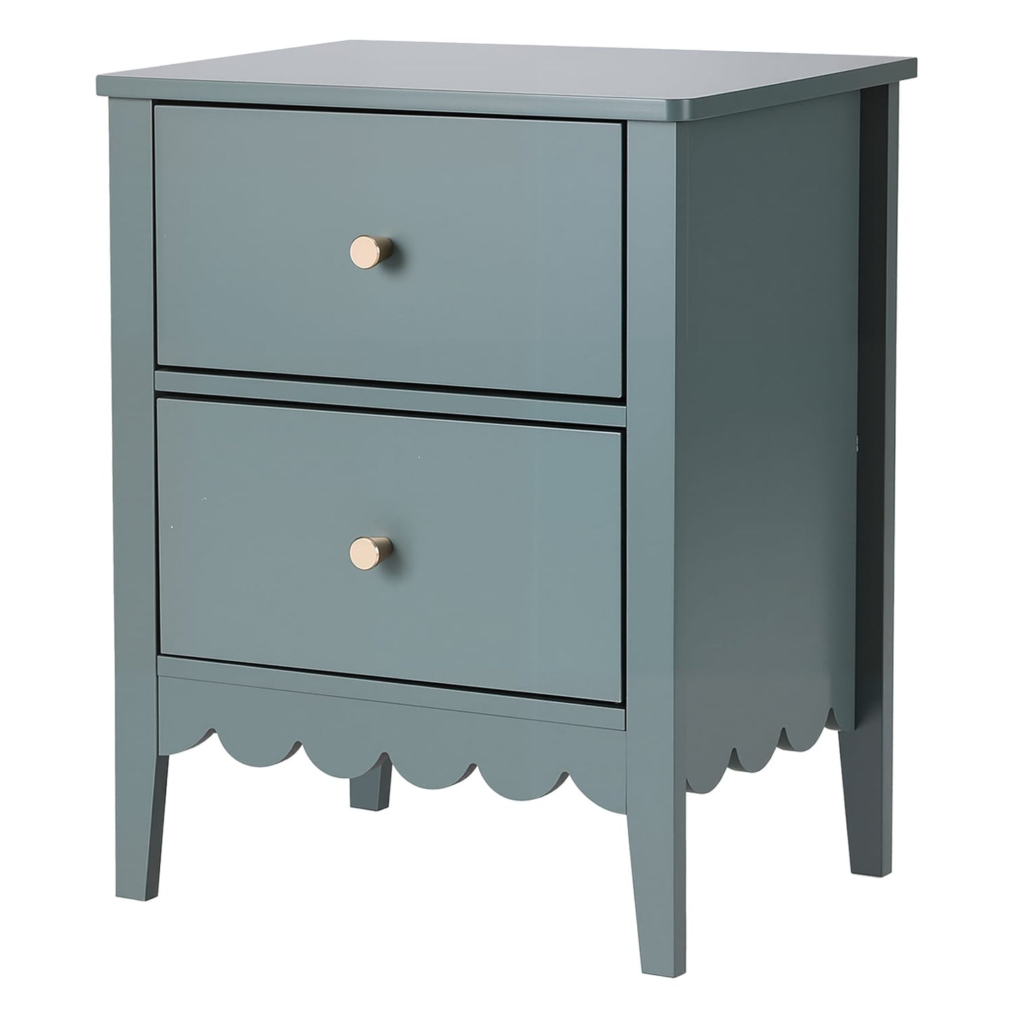 Green Bedside Table 2 Drawers 40x30x50cm