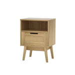 Rattan Bedside Table 1 Drawer With Shelf - Rei Oak