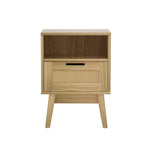 Rattan Bedside Table 1 Drawer With Shelf - Rei Oak