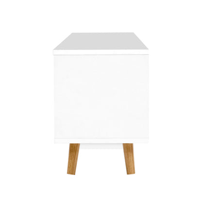 Tv Cabinet Entertainment Unit 120Cm Wood White Gino