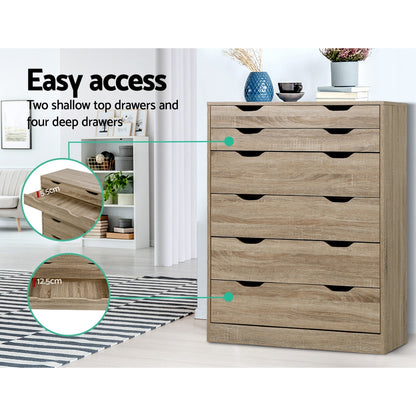 6 Chest Of Drawers - Myla Oak