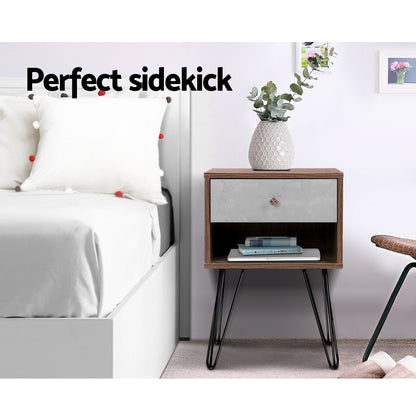Bedside Table 1 Drawers With Shelf - Lars