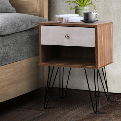 Bedside Table 1 Drawers With Shelf - Lars