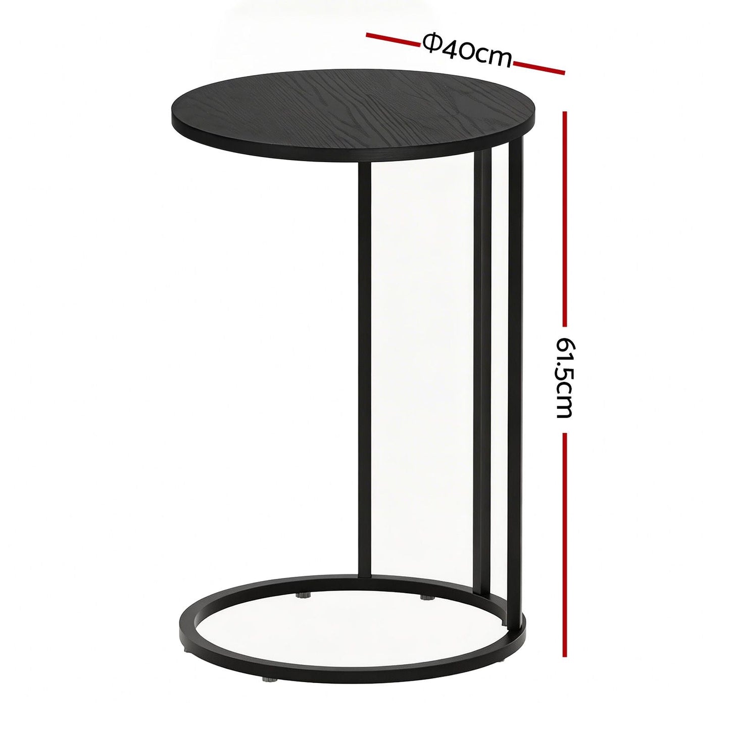 C Shaped Side Table Set of 2 Black Round | Home & Living - 2