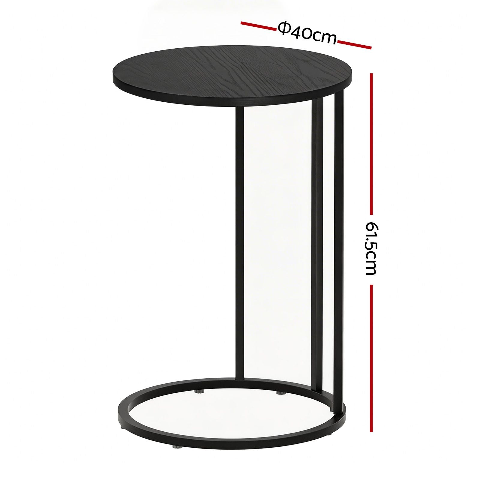 C Shaped Side Table Set of 2 Black Round | Home & Living - 2