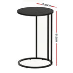 C Shaped Side Table Set of 2 Black Round | Home & Living
