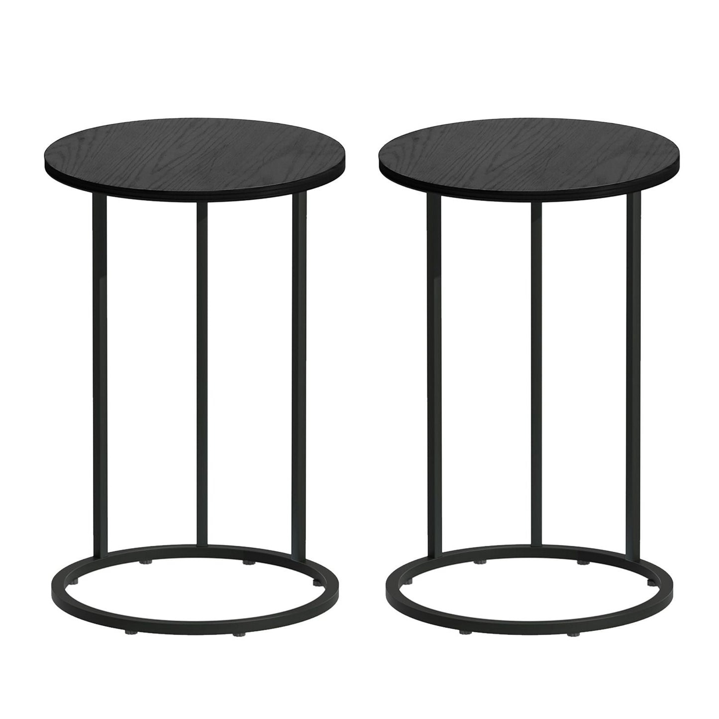 C Shaped Side Table Set of 2 Black Round | Home & Living - 3