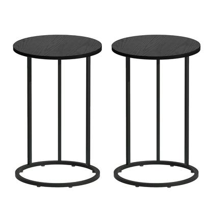 C Shaped Side Table Set of 2 Black Round | Home & Living - 3