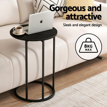 C Shaped Side Table Set of 2 Black Round | Home & Living - 4