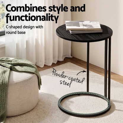 C Shaped Side Table Set of 2 Black Round | Home & Living - 5