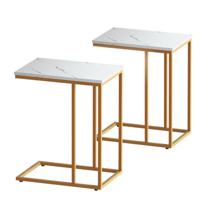 C Shaped End Tables White Marble 45x30x54cm