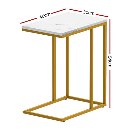 C Shaped End Tables White Marble 45x30x54cm