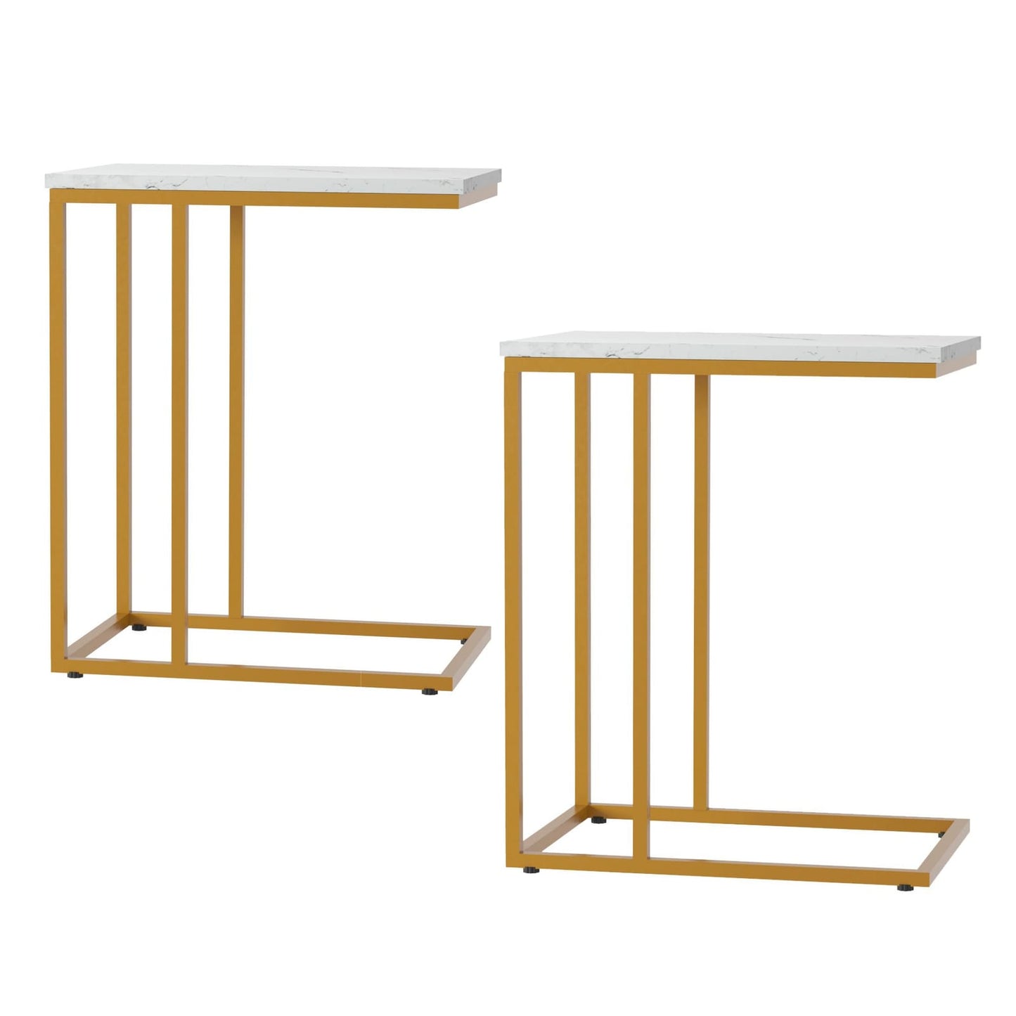 C Shaped End Tables White Marble 45x30x54cm