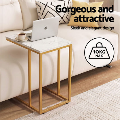 C Shaped End Tables White Marble 45x30x54cm