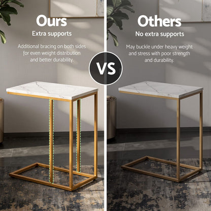 C Shaped End Tables White Marble 45x30x54cm
