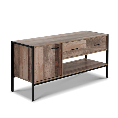 Tv Stand Entertainment Unit Storage Cabinet Industrial Rustic Wooden