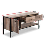 Tv Stand Entertainment Unit Storage Cabinet Industrial Rustic Wooden