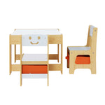 3Pcs Kids Table And Chairs Set Activity Chalkboard Toys Storage Box Desk