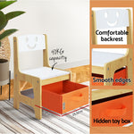 3Pcs Kids Table And Chairs Set Activity Chalkboard Toys Storage Box Desk