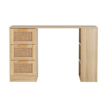 Computer Desk Drawer Shelf Home Office Study Table Rattan Oak 120Cm