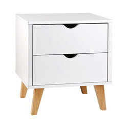 Bedside Table 2 Drawers - Anders White