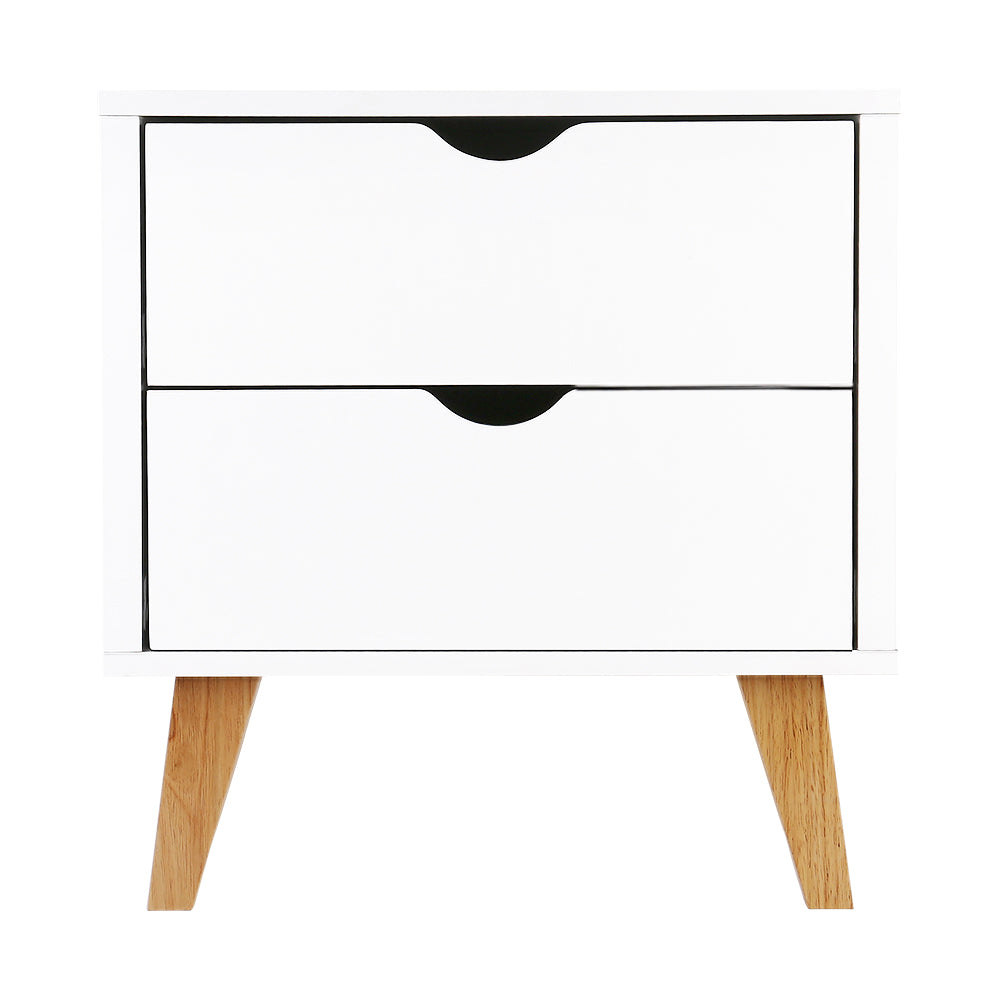 Bedside Table 2 Drawers - Anders White