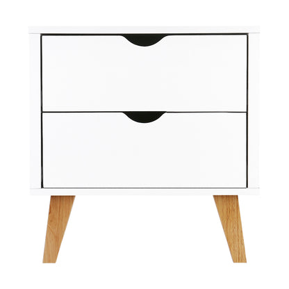 Bedside Table 2 Drawers - Anders White