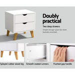 Bedside Table 2 Drawers - Anders White