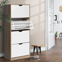 Versatile White Shoe Rack Cabinet - 60 Pairs