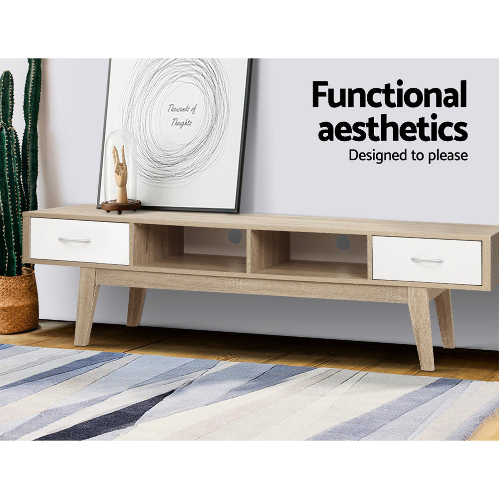Tv Cabinet Entertainment Unit 180Cm Oak White Gary