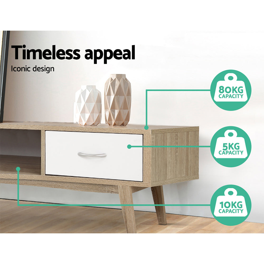 Tv Cabinet Entertainment Unit 180Cm Oak White Gary