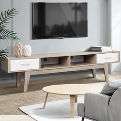 Tv Cabinet Entertainment Unit 180Cm Oak White Gary