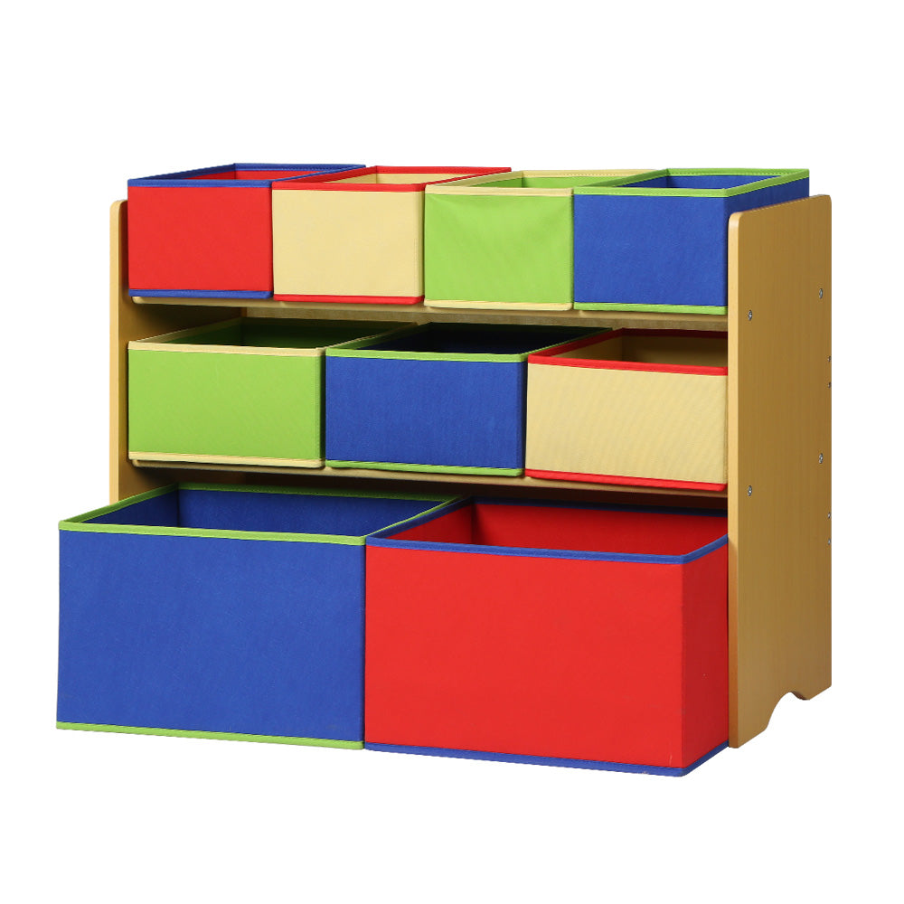 Kids Toy Box 9 Bins Storage Children Room Organiser Cabinet Display 3 Tier