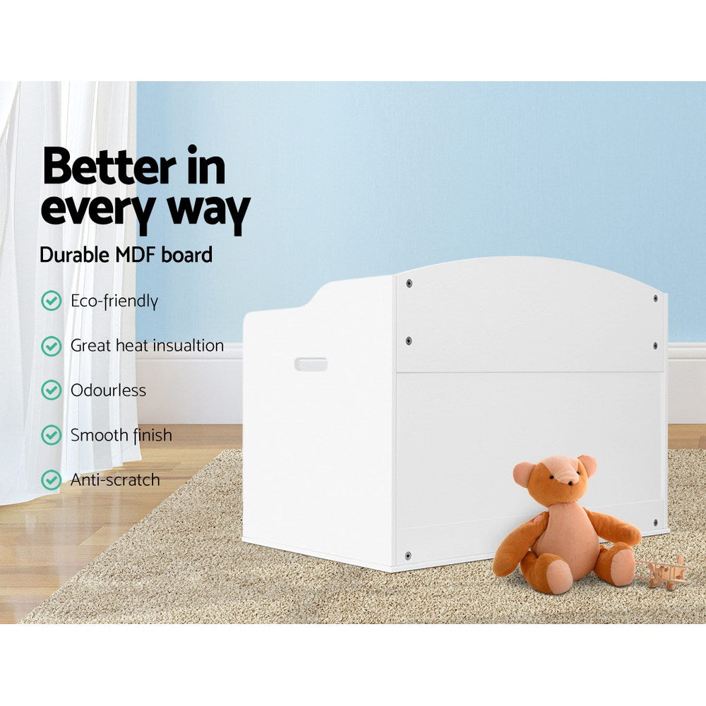 Kids Toy Box Storage Cabinet Chest Blanket Children Clothes Organiser White