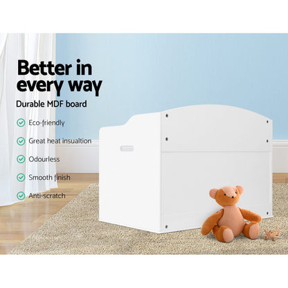 Kids Toy Box Storage Cabinet Chest Blanket Children Clothes Organiser White
