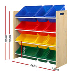 Kids Toy Box 12 Bins Bookshelf Organiser Children Storage Rack