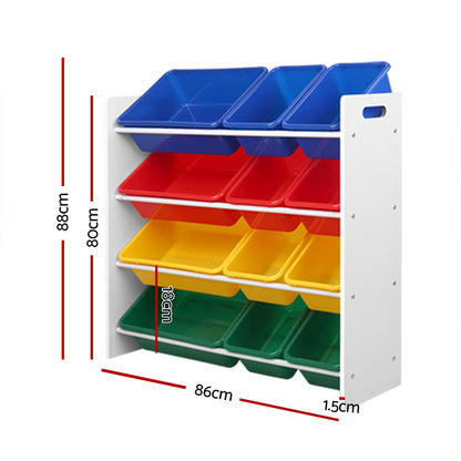 Kids Toy Box 12 Bins Bookshelf Organiser Children Storage Rack - 36×25×12cm