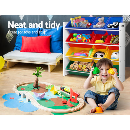 Kids Toy Box 12 Bins Bookshelf Organiser Children Storage Rack - 36×25×12cm