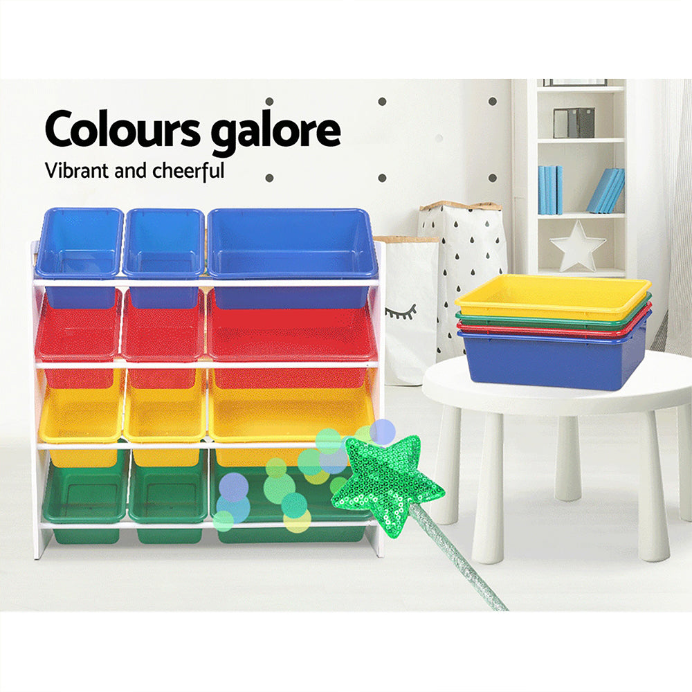 Kids Toy Box 12 Bins Bookshelf Organiser Children Storage Rack - 36×25×12cm