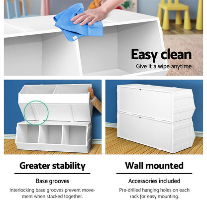 Kids Toy Box Bookshelf Storage Bookcase Organiser Display Stackable