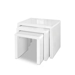 3pcs Wooden Coffee Table Gloss- White