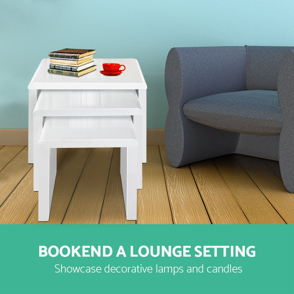 Nesting Coffee Table Set Of 3 Glossy White