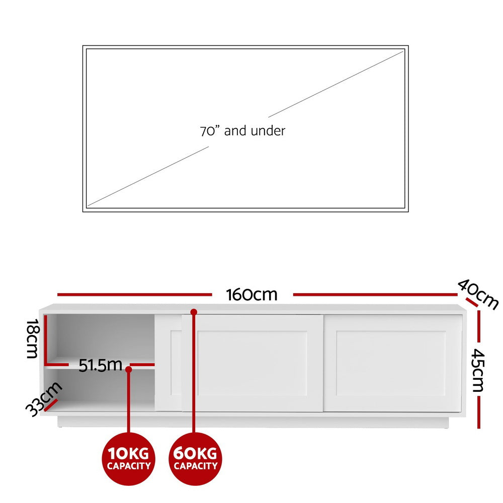  TV Unit Entertainment Unit Storage Cabinet 160cm White