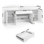 180cm Buffet Sideboard Cabinet White Storage | HomeAndLiving