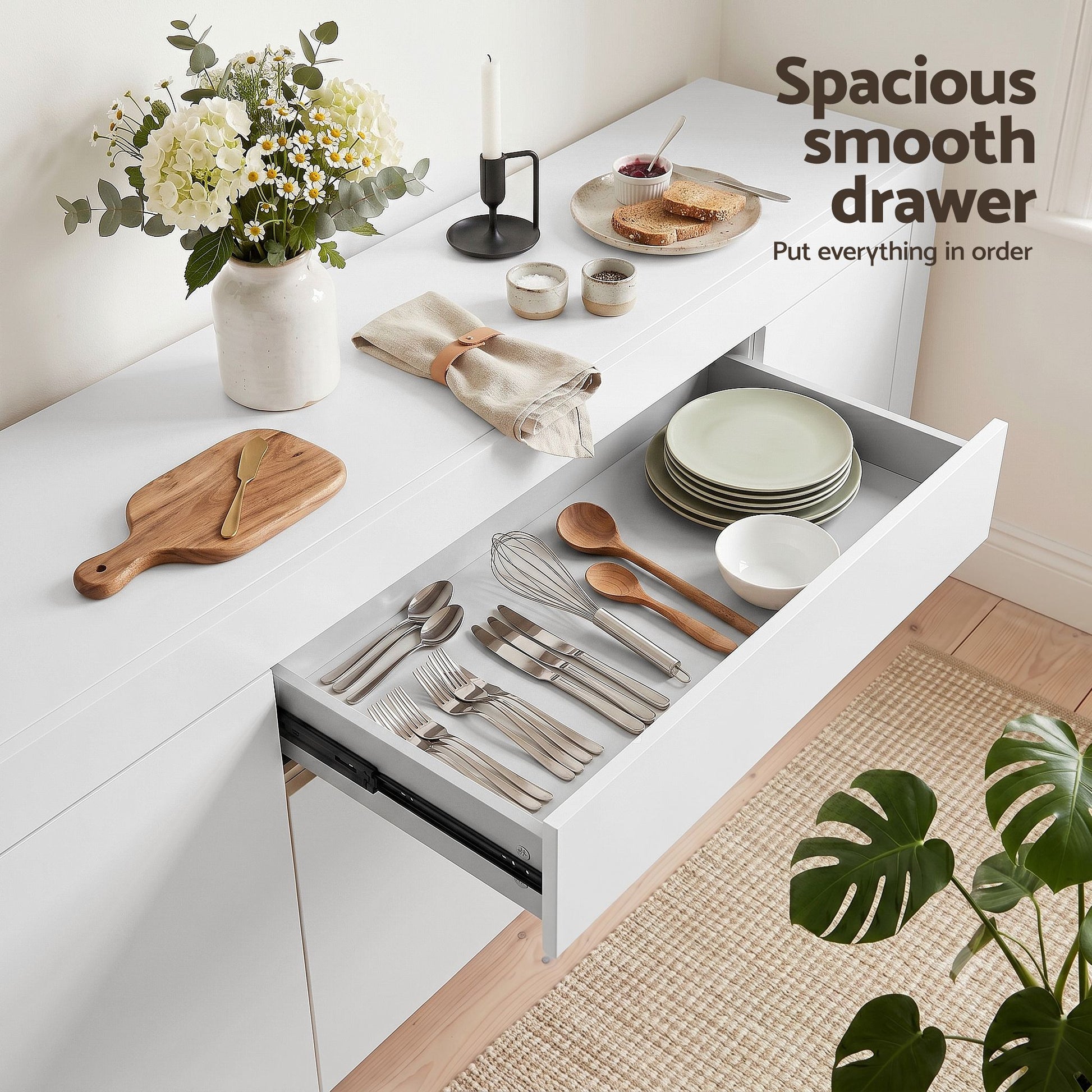 180cm Buffet Sideboard Cabinet White Storage | HomeAndLiving - 8