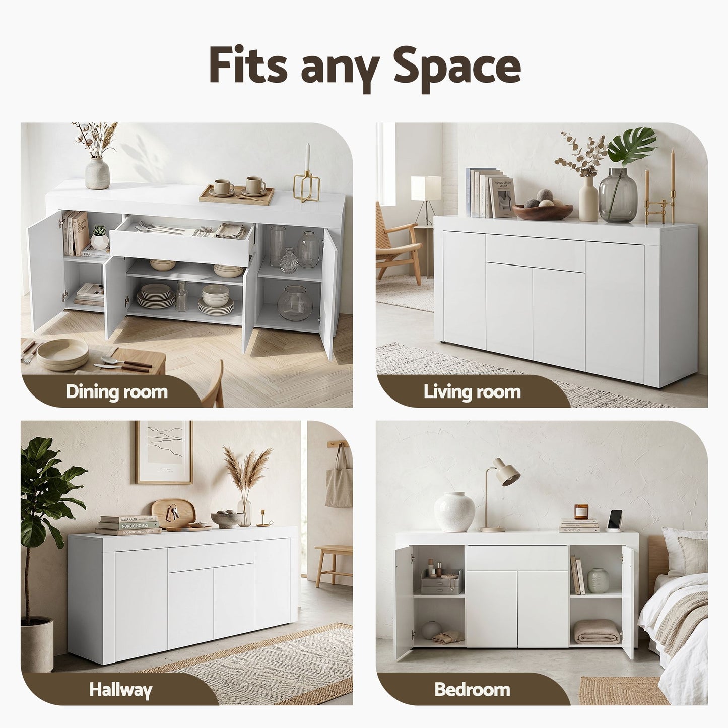 180cm Buffet Sideboard Cabinet White Storage | HomeAndLiving - 10