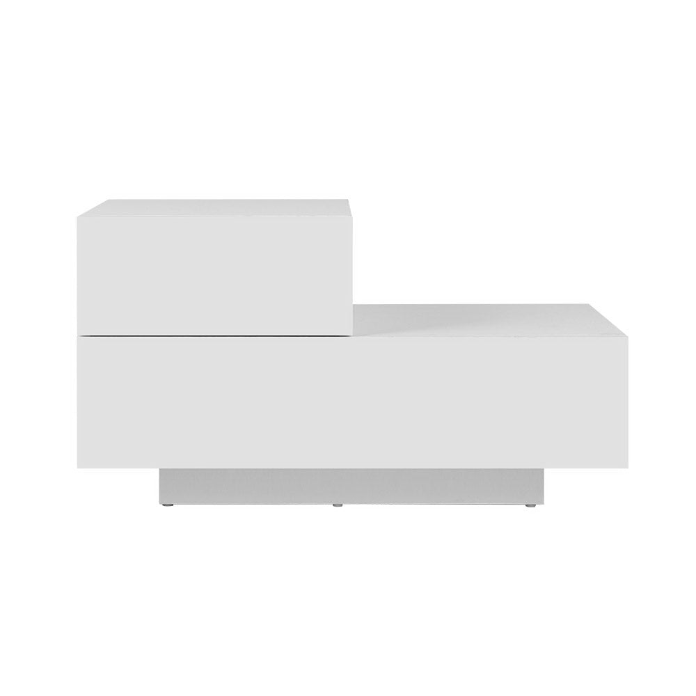 Bedside Tables Led 2 Drawers - Remi White