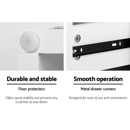 Bedside Tables Led 2 Drawers - Remi White