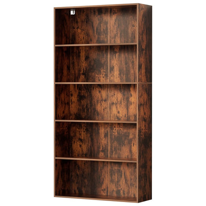 5 Tier Walnut Bookshelf 90x30x182cm